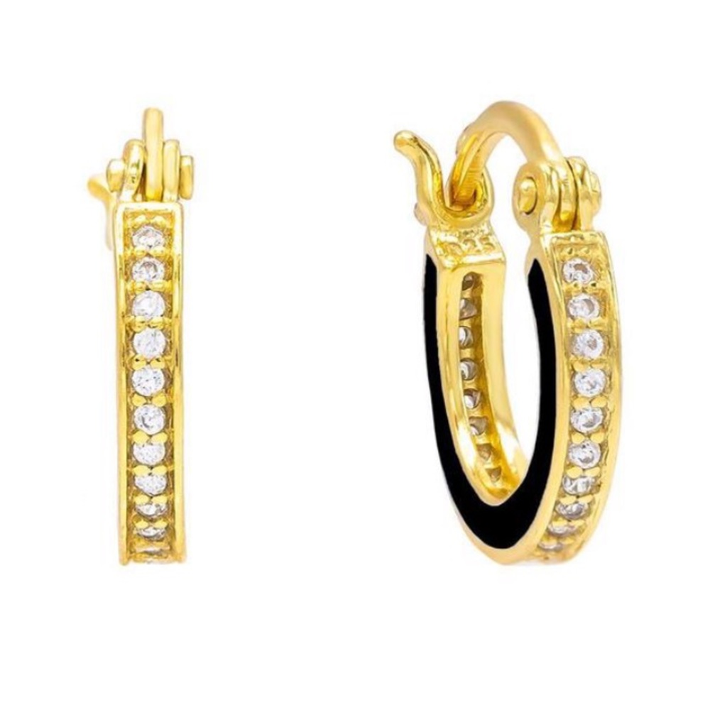 Adinas Jewels Pavé Enamel Huggies